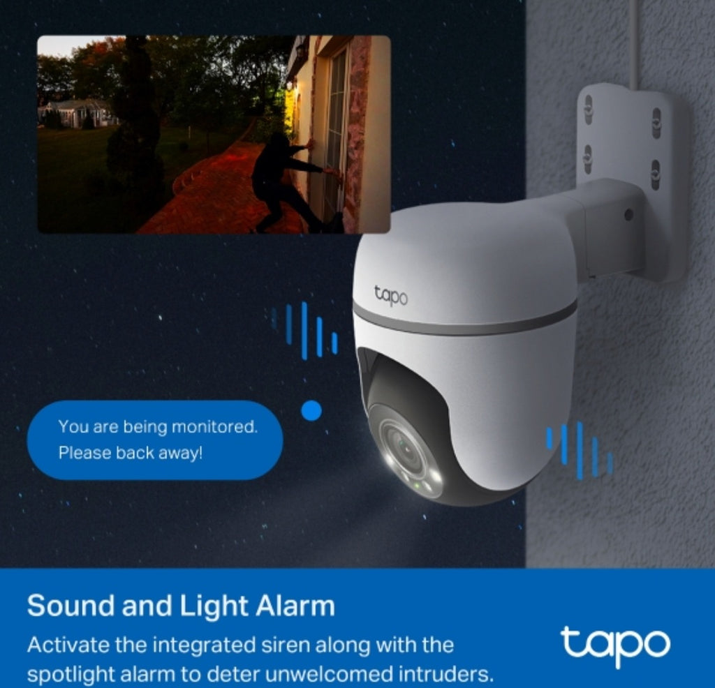 Tapo TC41 2K Outdoor Pan & Tilt Wi-Fi Security Camera with Color Night Vision & AI Detection